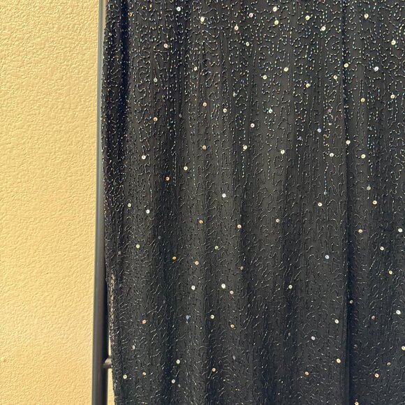 Vintage Stenay Black Silk Beaded Gown Size 10/12 - Picture 5 of 12
